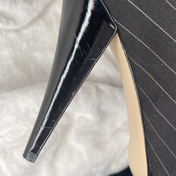 Steve Madden retro striped and pleated tuxedo peep-toe pumps, size 9 - Picture 8 of 12